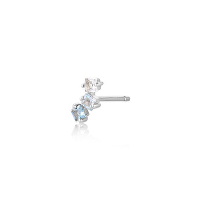 WAVE | Blue Topaz Tri-tone Stud Earring