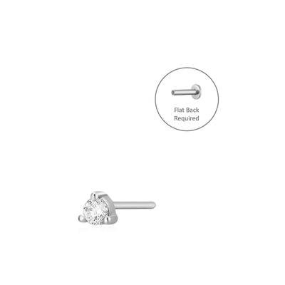 UNA | Single Diamond Mini Threadless Flatback Earring