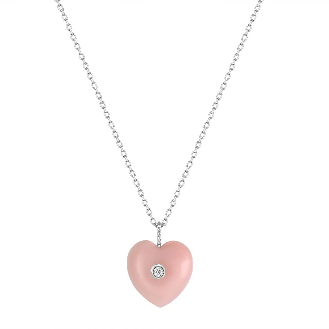 AZALEA | Pink Opal & Diamond Reversible Heart Necklace