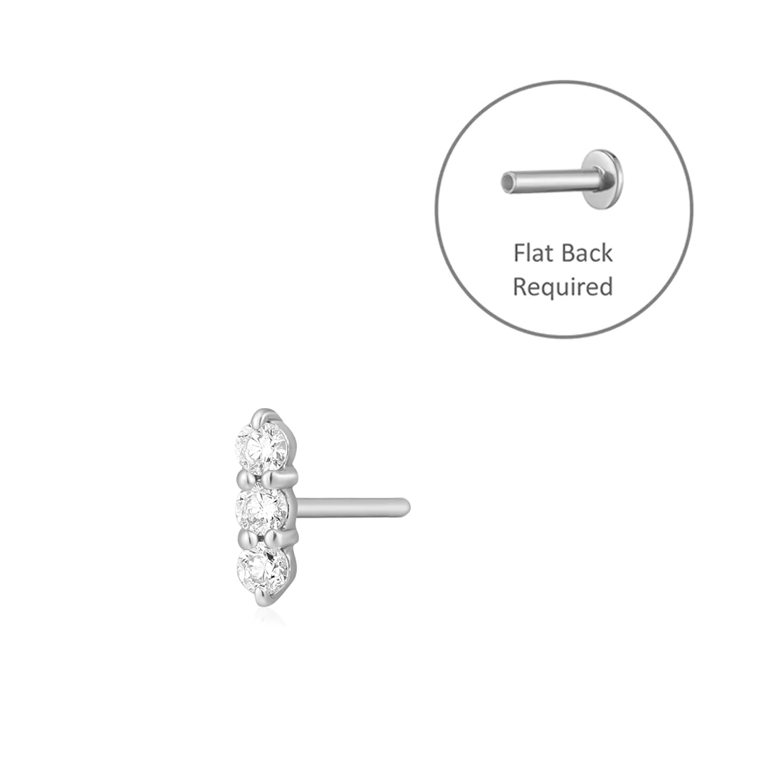 AGNES | Triple Diamond Threadless Flatback Earring
