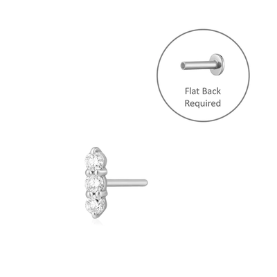 AGNES | Triple Diamond Threadless Flatback Earring