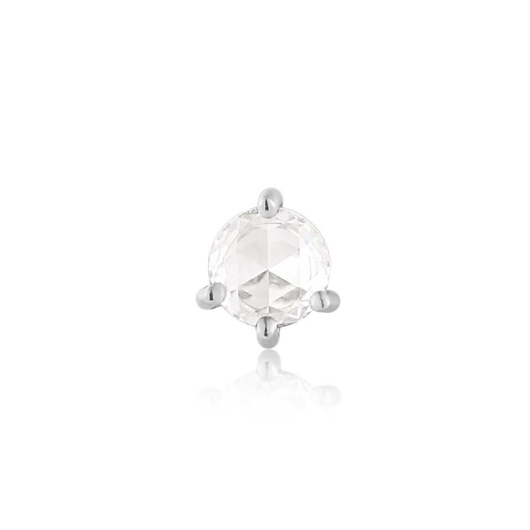 ROSALYN | Rose Cut White Sapphire Solitaire Threadless Flatback Earring