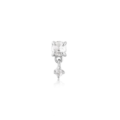 IDA | Rose Cut Double White Sapphire Threadless Flatback Earring