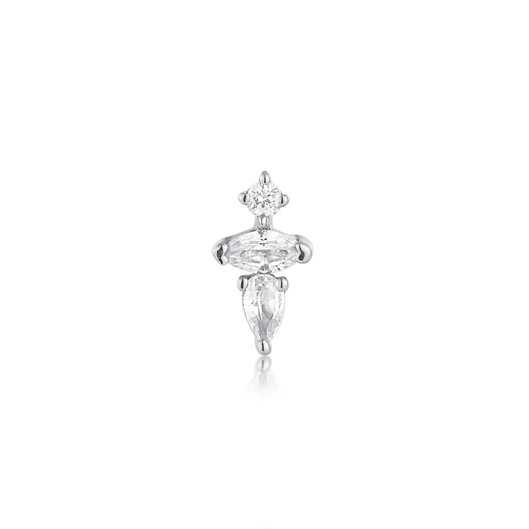 LANI | Pear and Round White Sapphire Threadless Flatback Earring