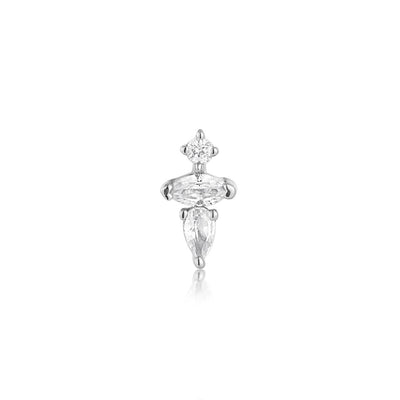 LANI | Pear and Round White Sapphire Threadless Flatback Earring