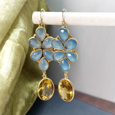 Floral Collection Chalcedony and Citrine Earrings