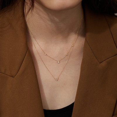 NORMA | Rose Cut Triple White Sapphire Necklace