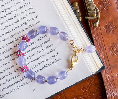 Lavender Chalcedony & Pink Tourmaline Bracelet