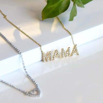 14kYG Diamond "MAMA" Necklace, .15ct D