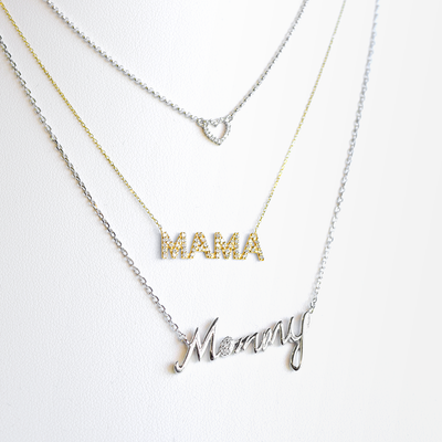 14kYG Diamond "MAMA" Necklace, .15ct D