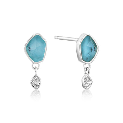 Mineral Glow - Turquoise Drop Stud Earrings
