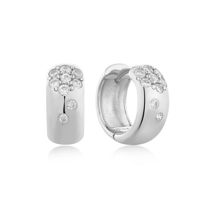 Modern Muse - Silver Sparkle Chubby Huggie Hoop Earrings