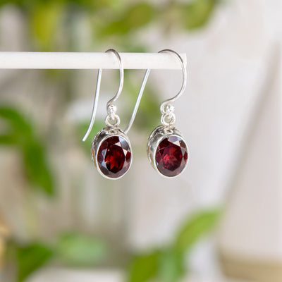 Genuine Garnet Drop Earrings