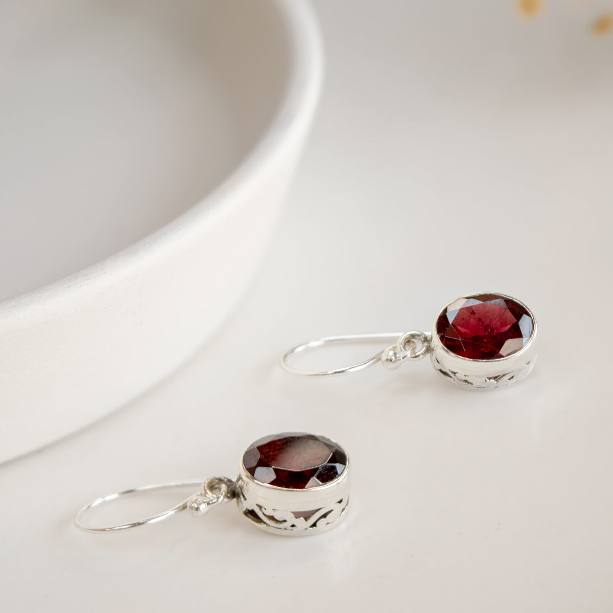 Genuine Garnet Drop Earrings