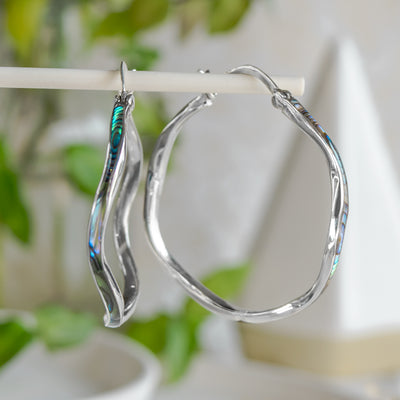 Sterling Silver Wavy Hoops