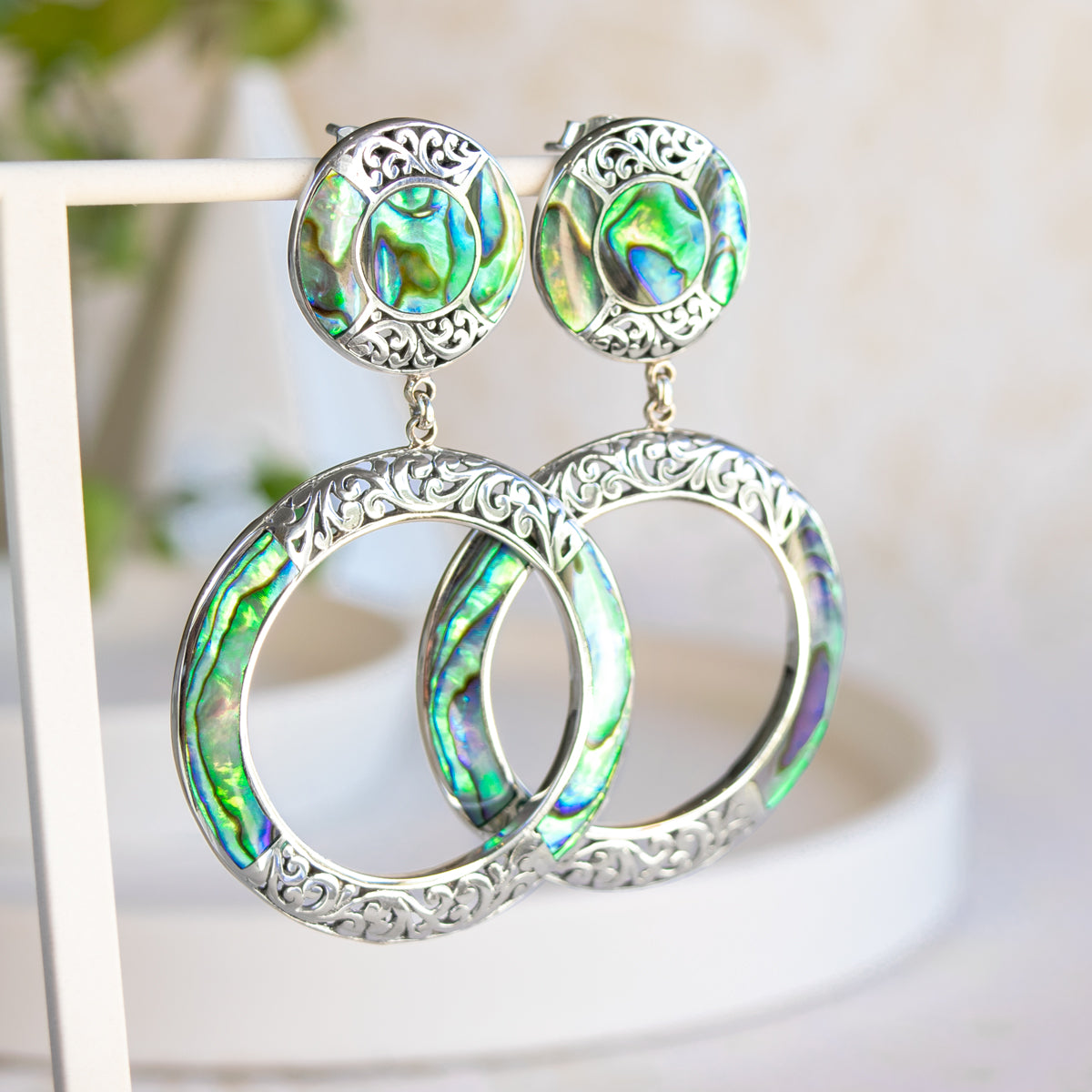 2⅜"  Button Hoop Earrings