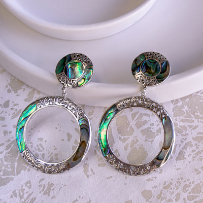 2⅜"  Button Hoop Earrings