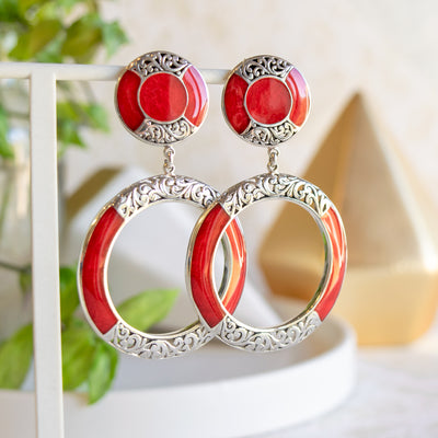 2⅜"  Button Hoop Earrings