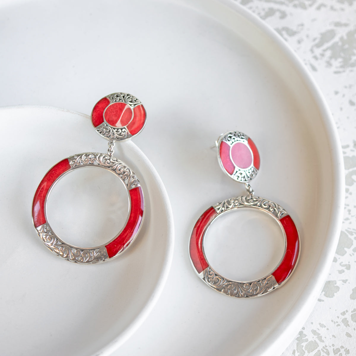 2⅜"  Button Hoop Earrings