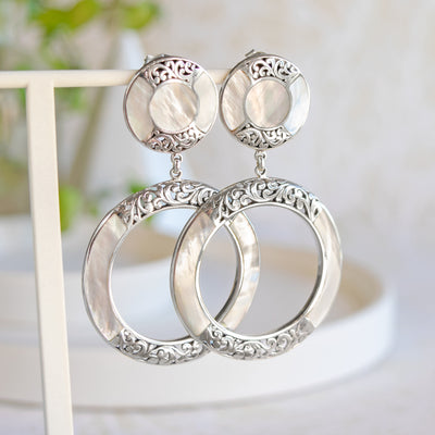 2⅜"  Button Hoop Earrings