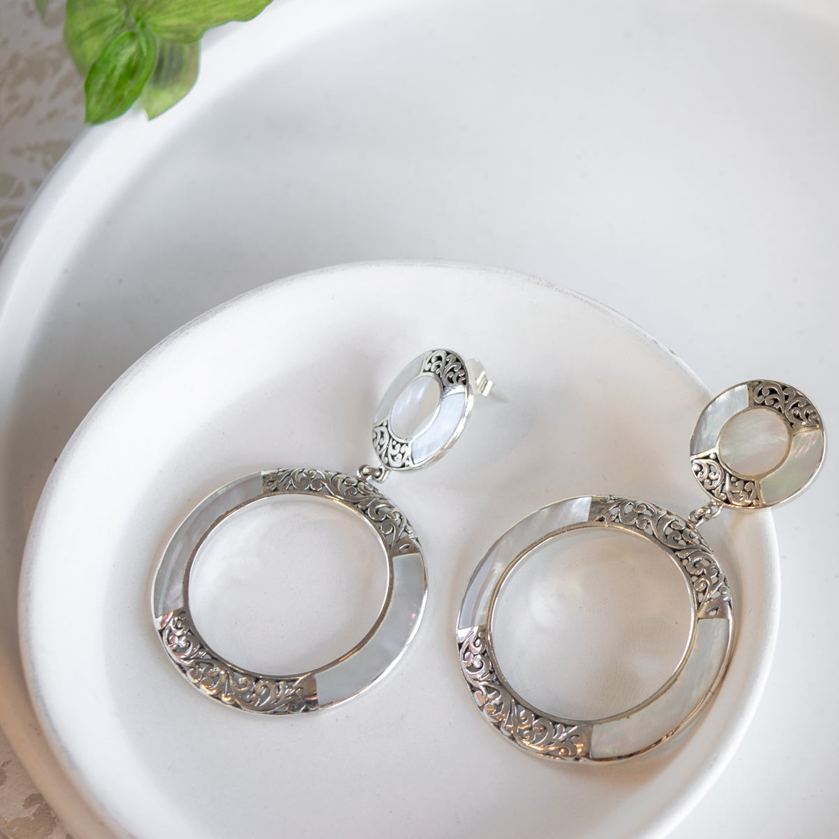 2⅜"  Button Hoop Earrings