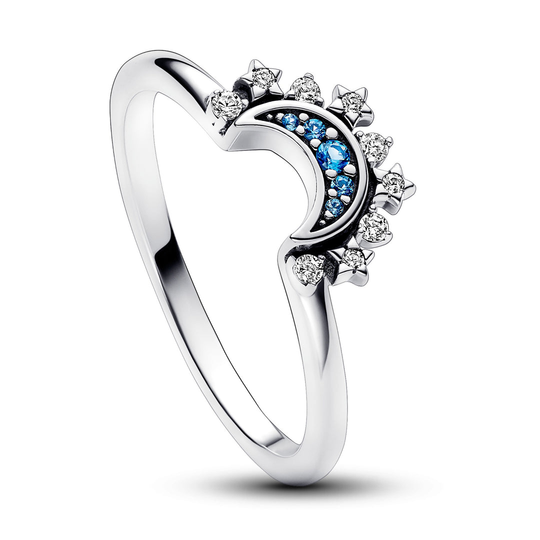 Pandora Celestial Blue Sparkling Moon Ring – Elisa Ilana