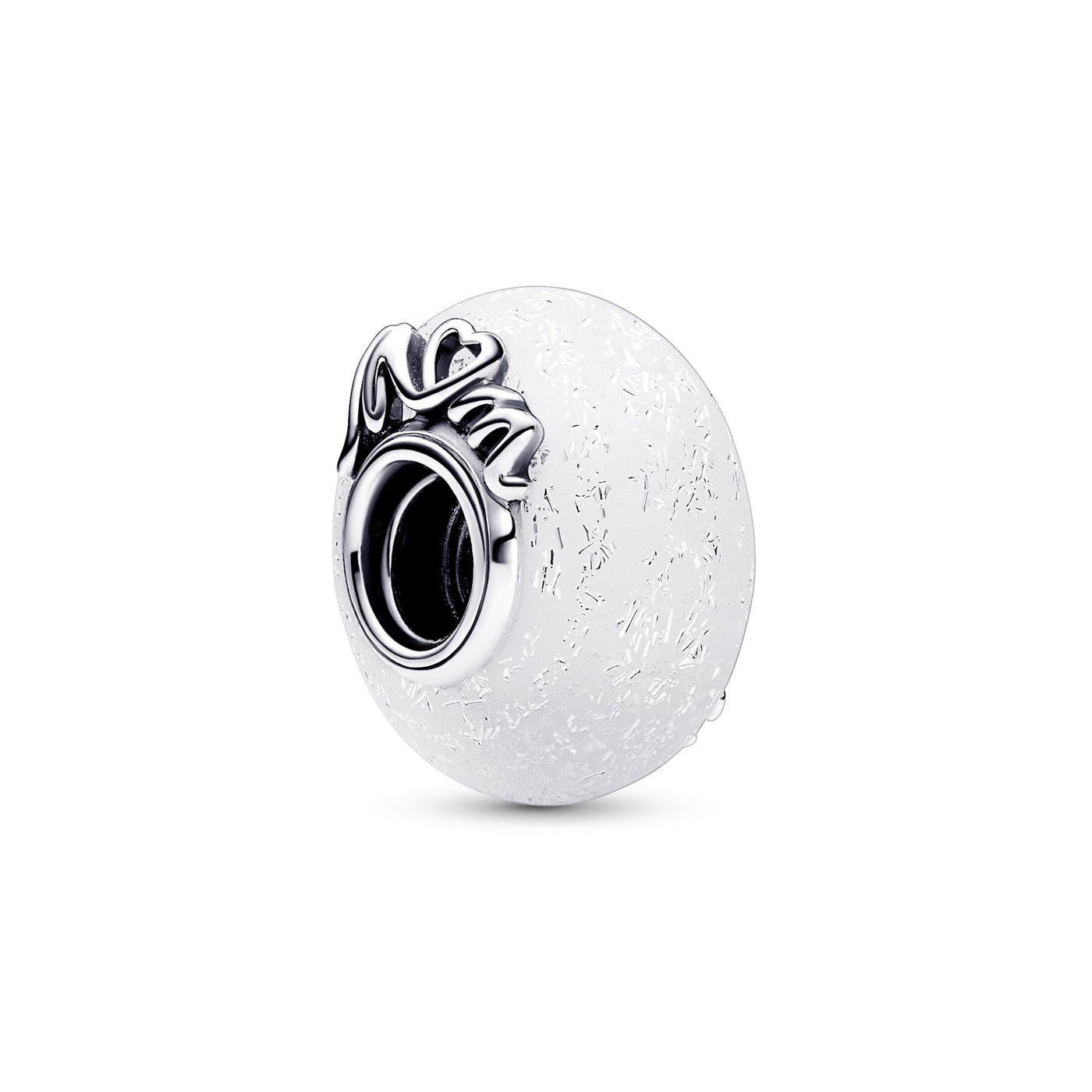 Glittery White Murano Glass Mum & Love Charm