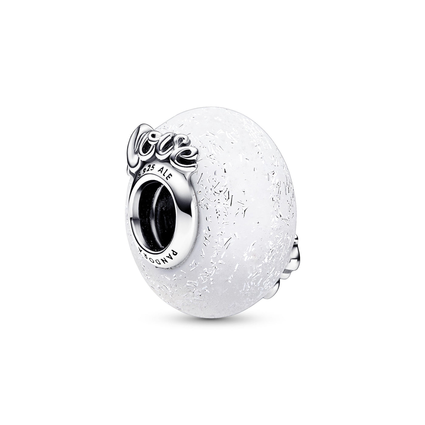 Glittery White Murano Glass Mum & Love Charm