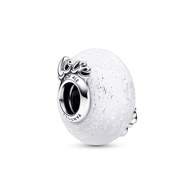 Glittery White Murano Glass Mum & Love Charm