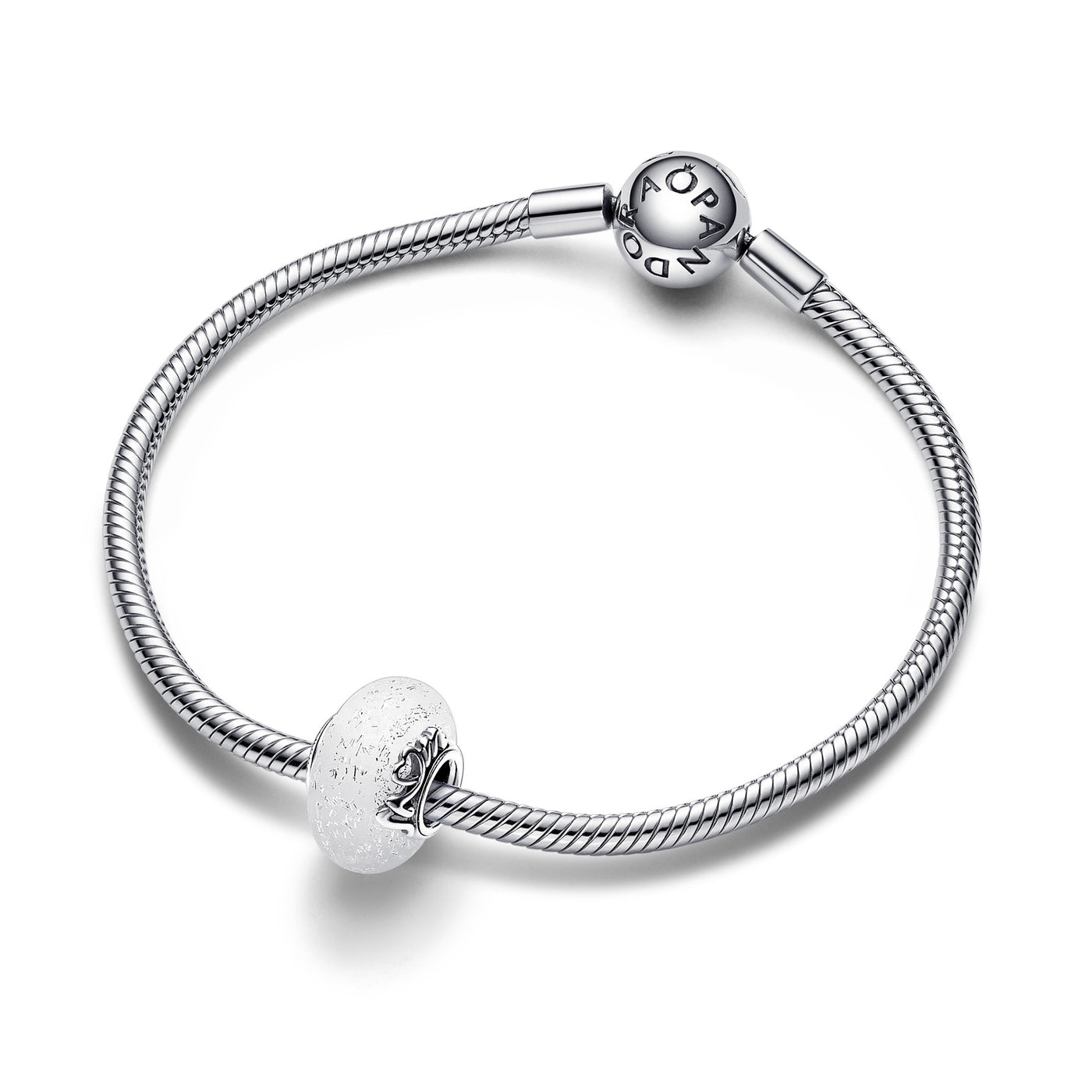 Glittery White Murano Glass Mum & Love Charm