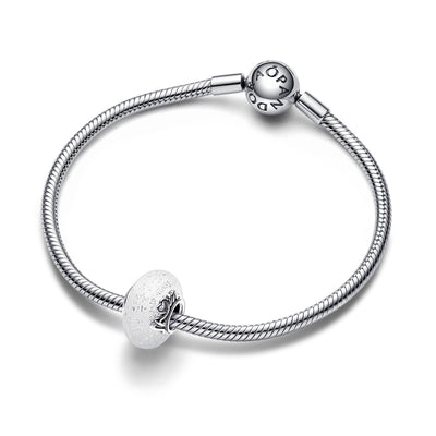 Glittery White Murano Glass Mum & Love Charm