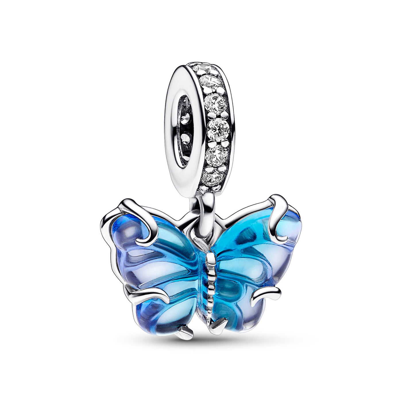 Blue Murano Glass Butterfly Dangle Charm