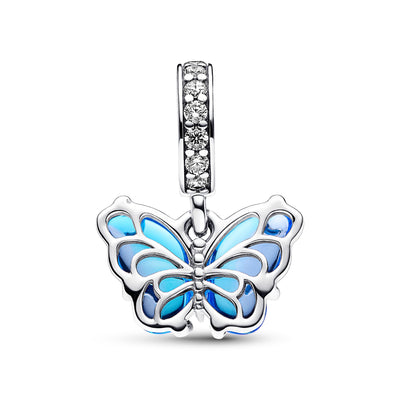 Blue Murano Glass Butterfly Dangle Charm