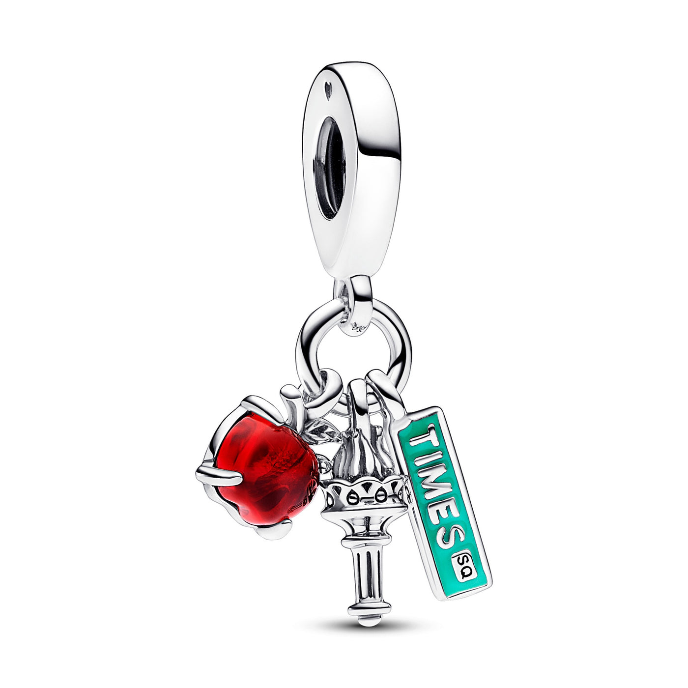 NYC Apple, Torch and Street Sign Triple Dangle Charm