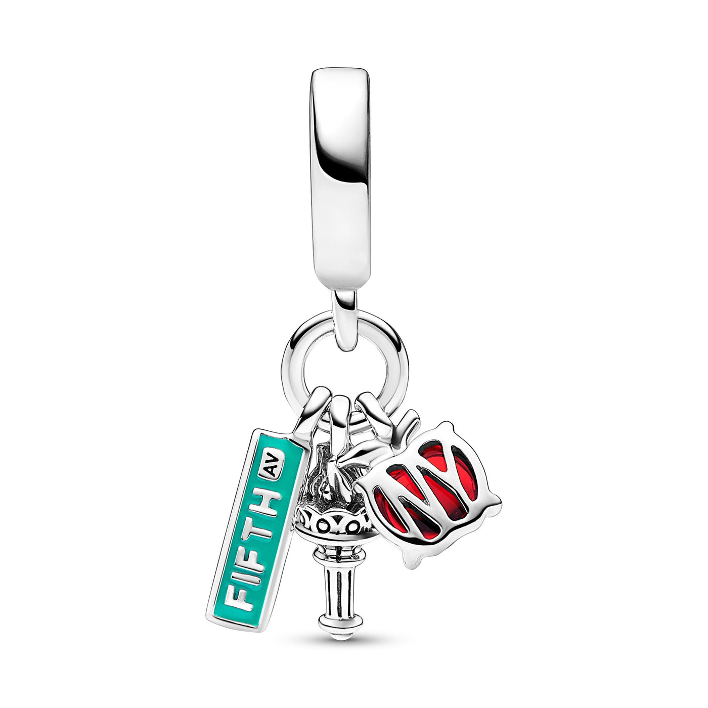 NYC Apple, Torch and Street Sign Triple Dangle Charm