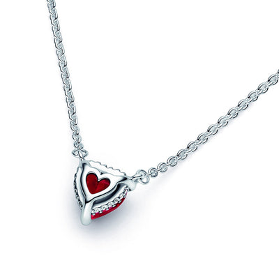 Sparkling Heart Halo Pendant Collier Necklace