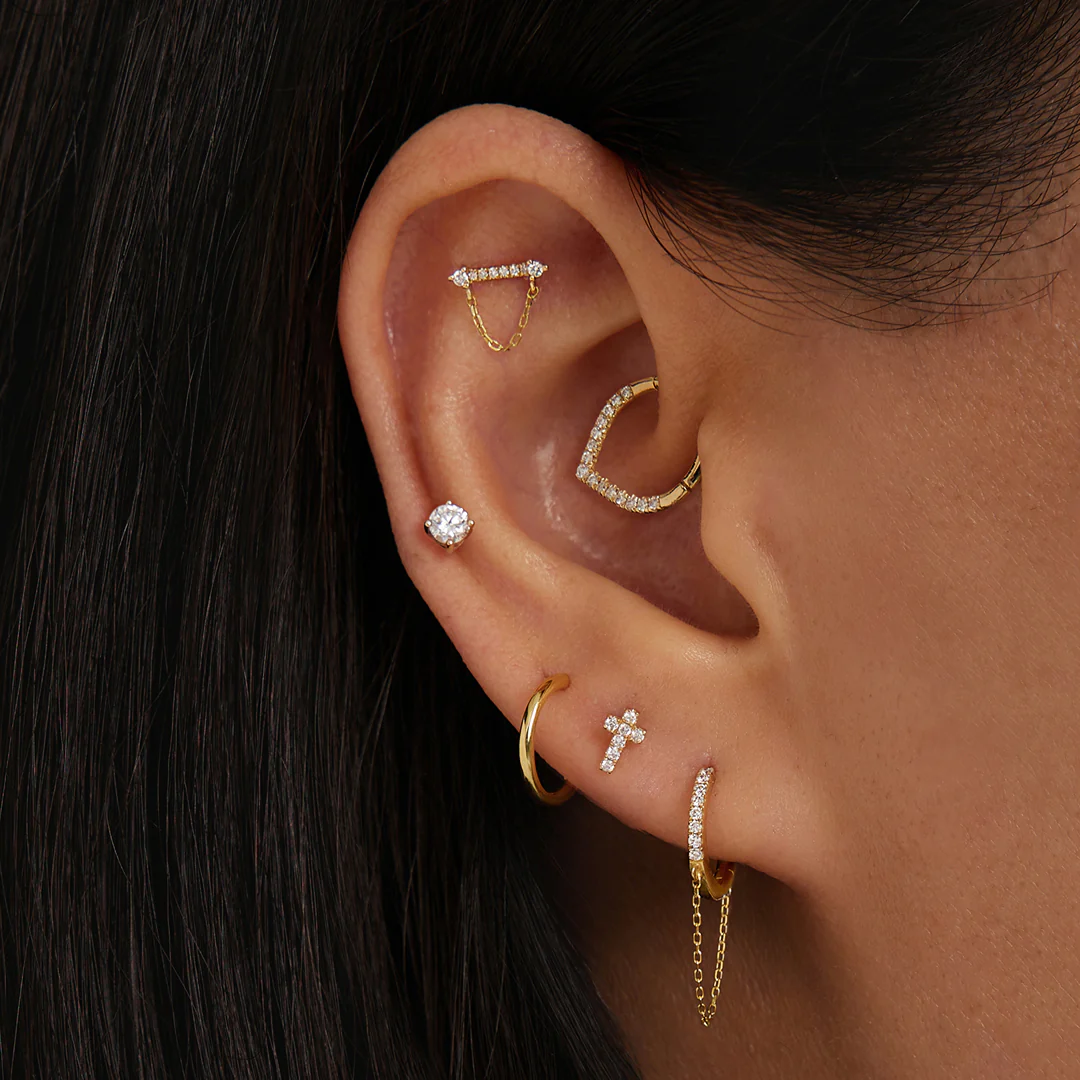 SAINT | Lab Grown Diamond Cross Piercing Top Earring – Elisa Ilana