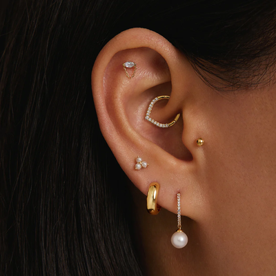 LENOX | Draped Chain and White Sapphire Piercing Top Earring