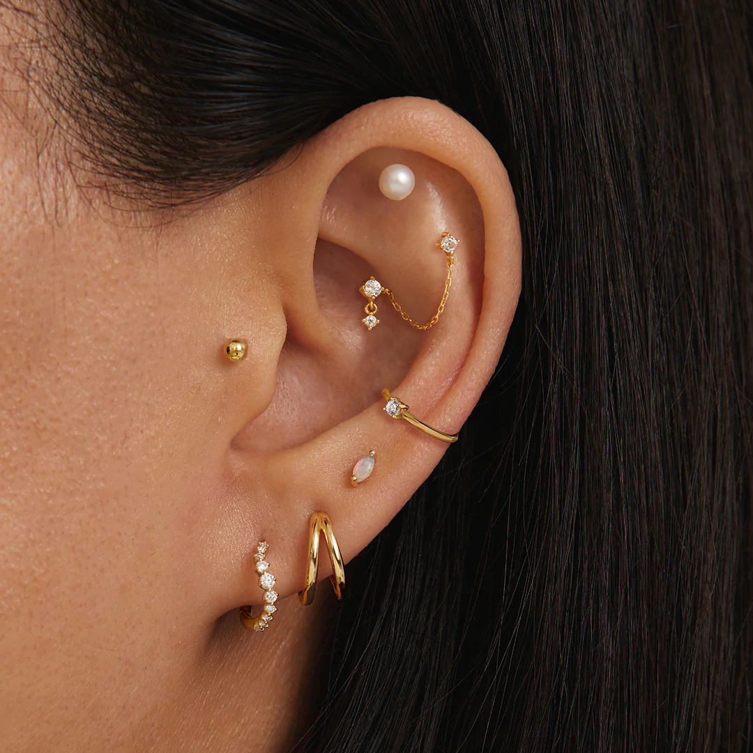 GRAMERCY | Dual White Sapphire Piercing Top Earring
