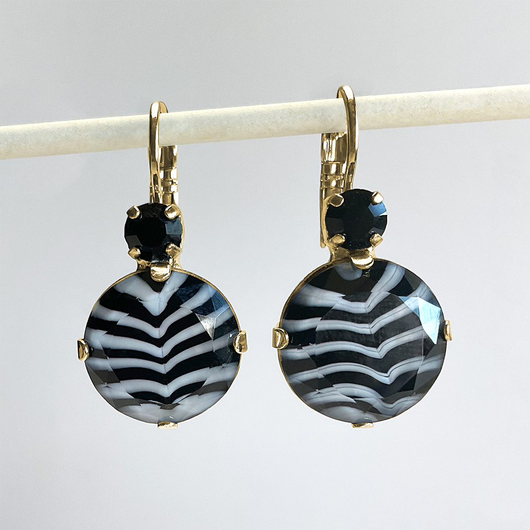 Extra Luxurious Double Stone "Zebra" Earrings