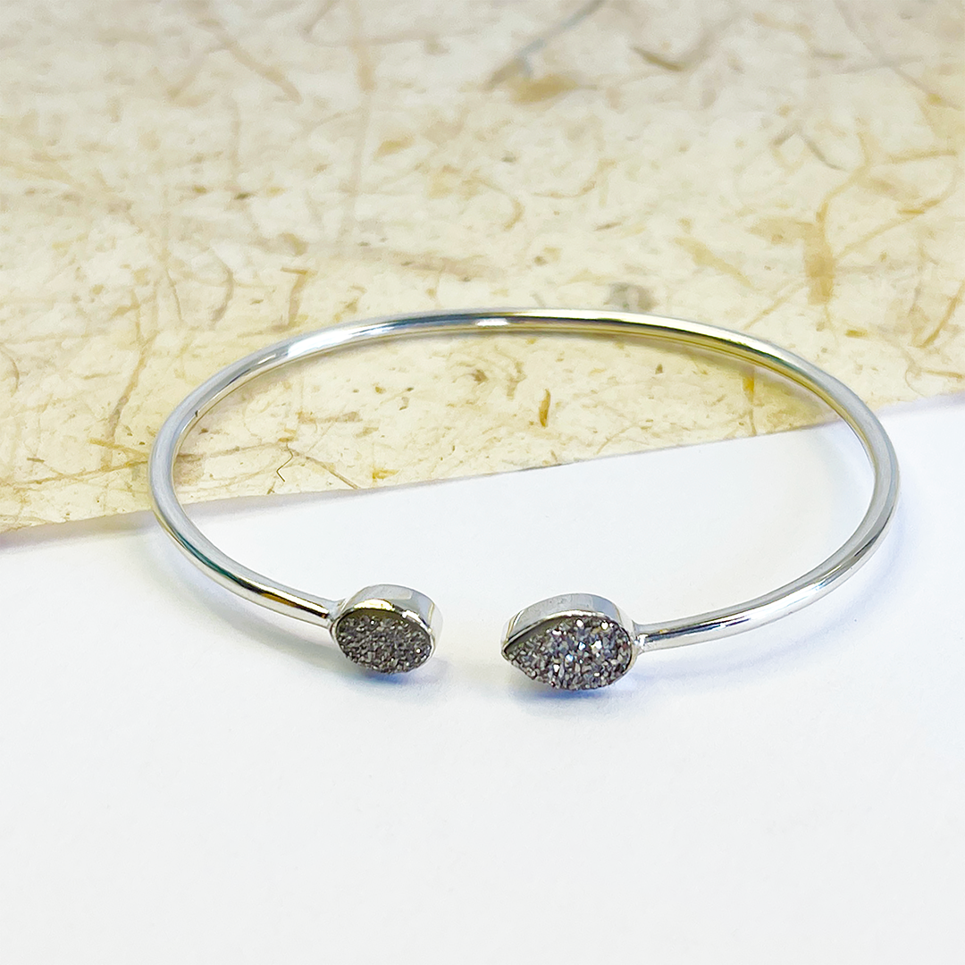 SS Titanium Druzy Bangle