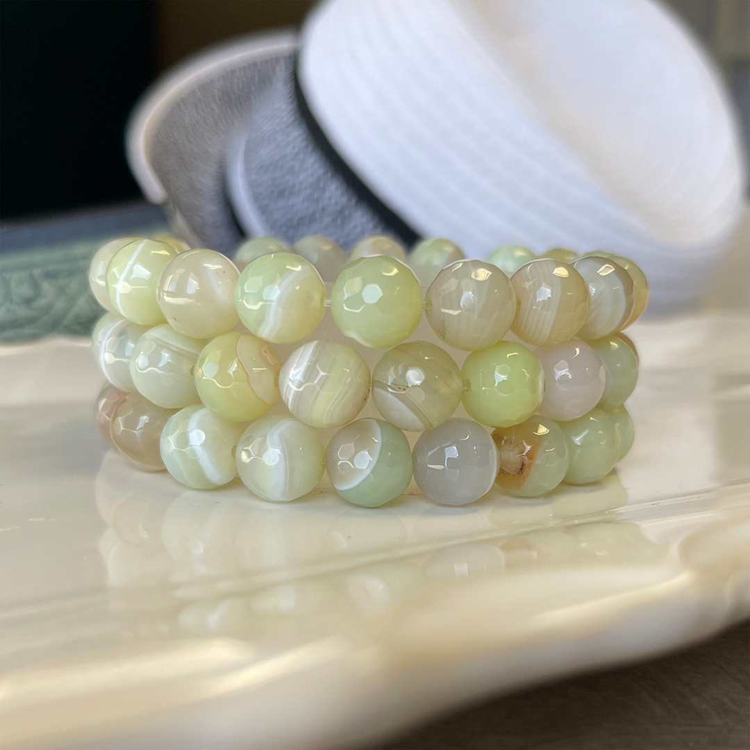 Apple Agate Stretch Bracelet w/ Sterling Silver Accent