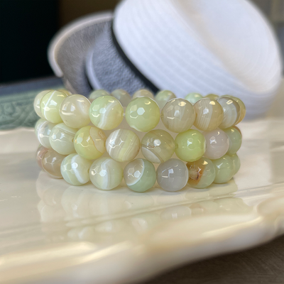 Apple Agate Stretch Bracelet w/ Sterling Silver Accent