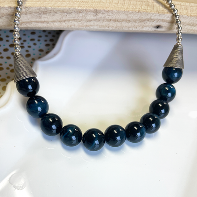 14mm Obsidian and Sterling Silver Necklace