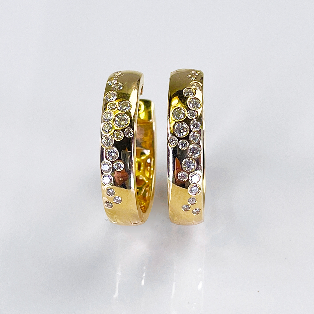 14K YG Diamond Cluster Oval Earrings