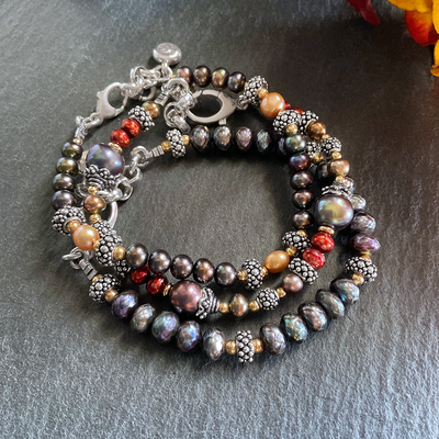 Mixed Freshwater Pearl & SS Bracelet