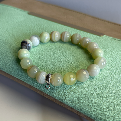 Apple Agate Stretch Bracelet w/ Sterling Silver Accent