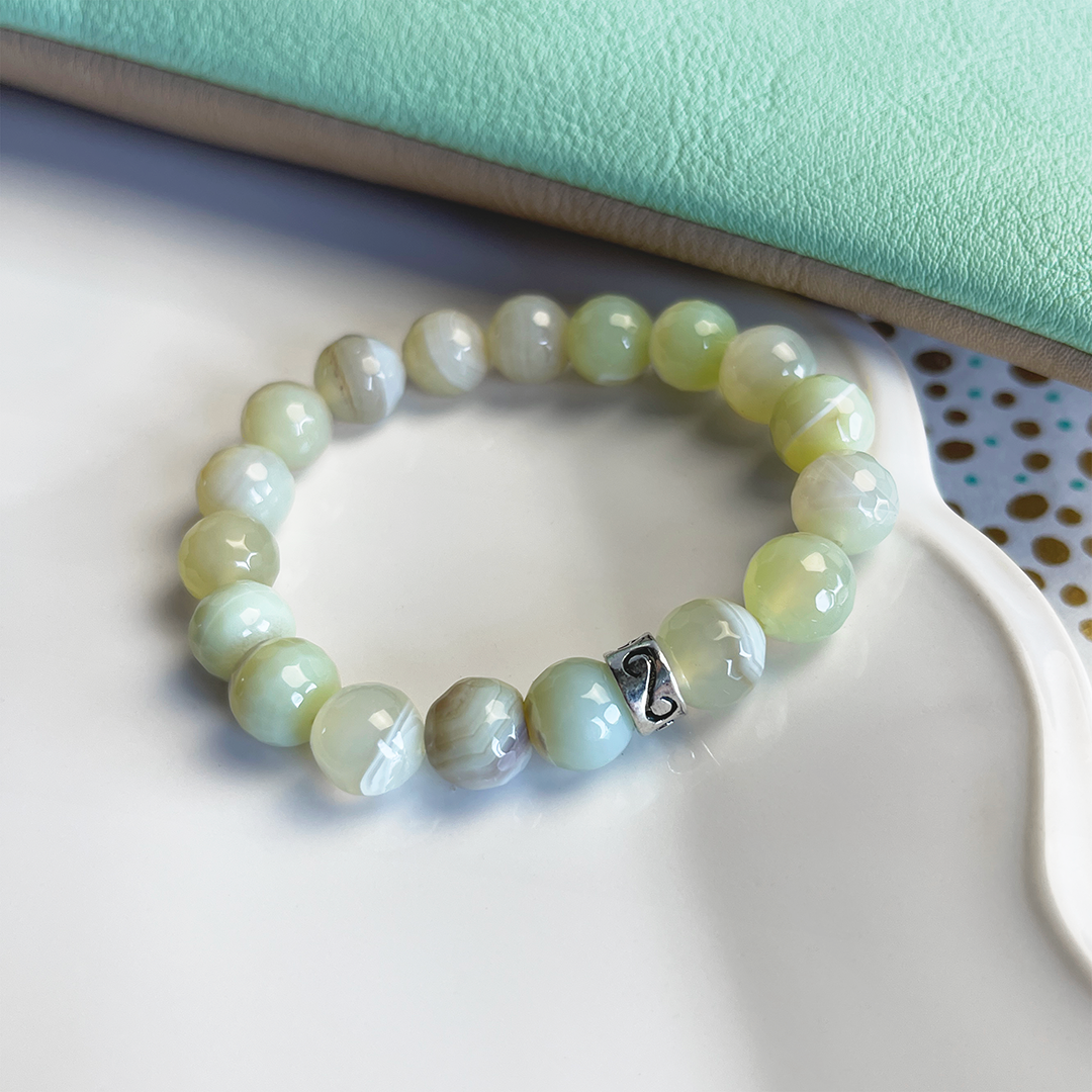 Apple Agate Stretch Bracelet w/ Sterling Silver Accent