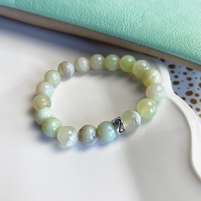 Apple Agate Stretch Bracelet w/ Sterling Silver Accent