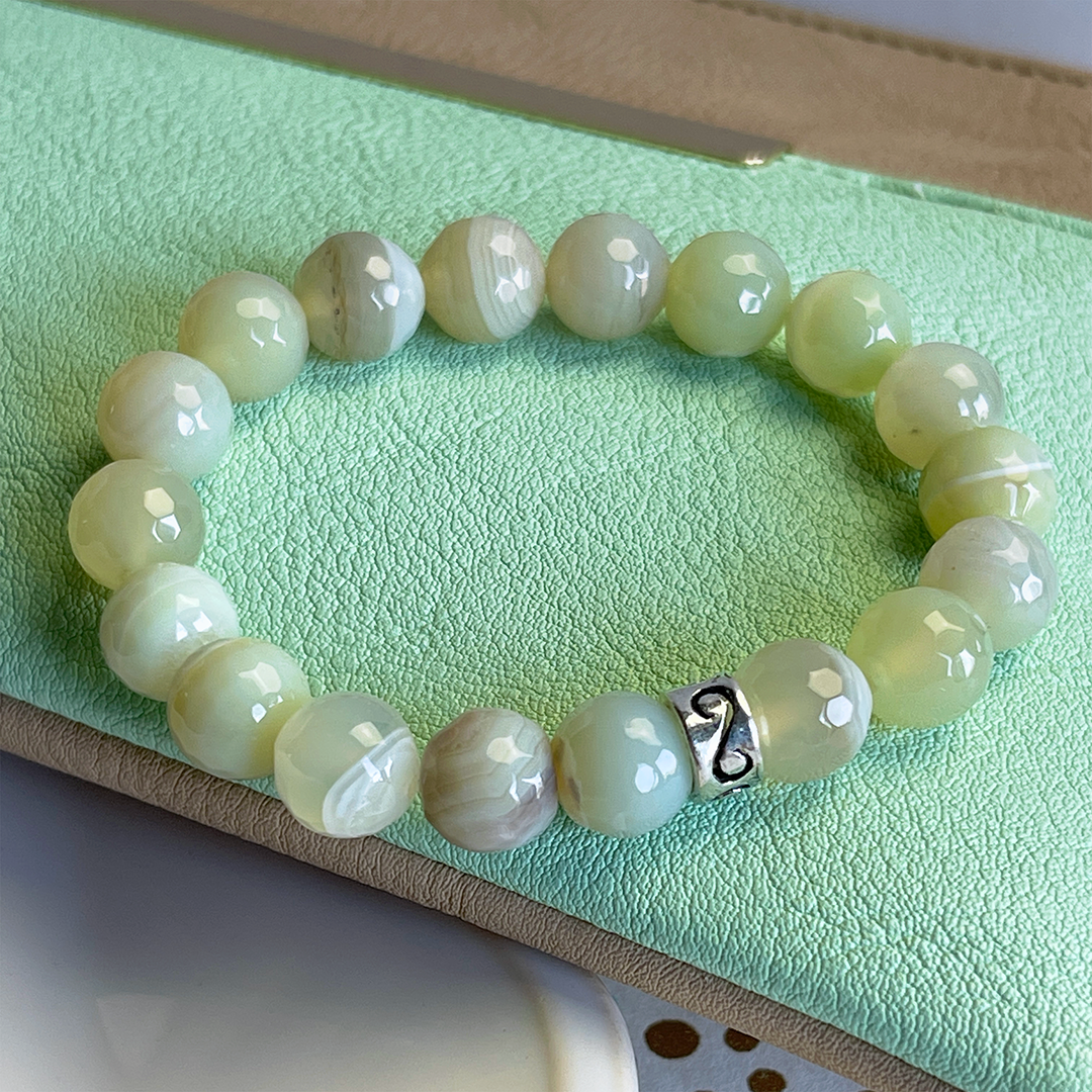 Apple Agate Stretch Bracelet w/ Sterling Silver Accent